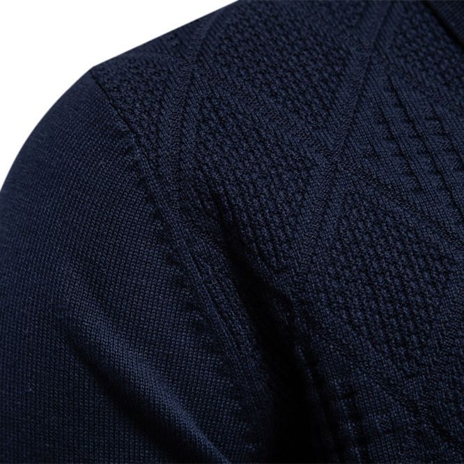 Herren Polo-Pullover mit strukturiertem Diamantmuster und klassischem Kragen Echoarchiv