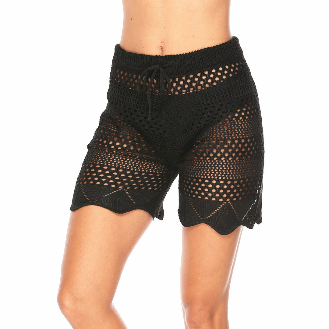 Damen Häkel-Schwimmshorts mit elastischem Bund und elegantem Wellenmuster Echo Archiv