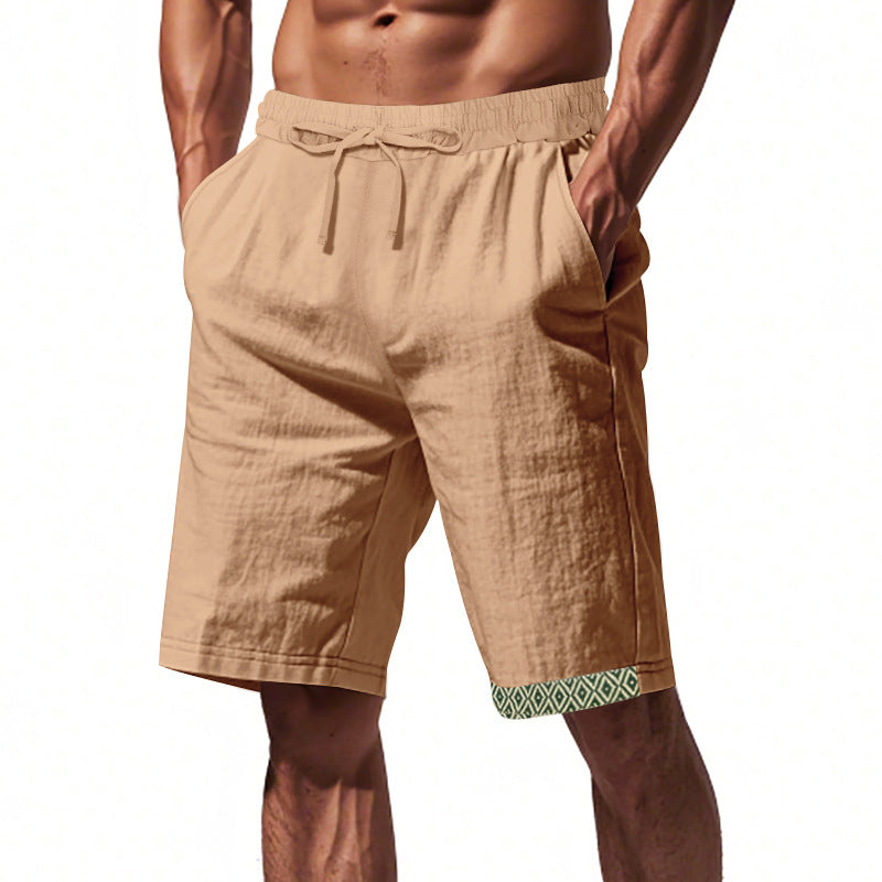 Herren lässige Strandshorts aus atmungsaktivem Leinenmix mit elastischem Bund und seitlichen Taschen Echoarchiv