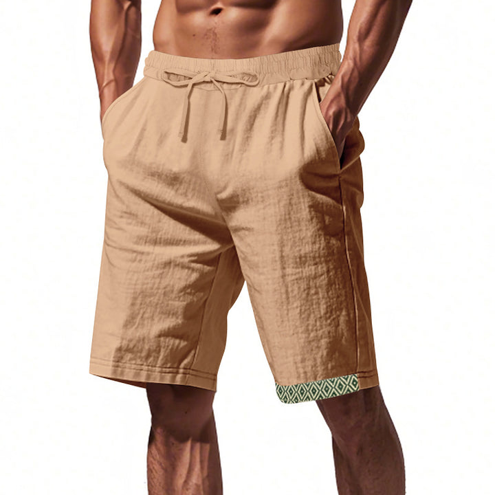 Herren lässige Strandshorts aus atmungsaktivem Leinenmix mit elastischem Bund und seitlichen Taschen Echoarchiv