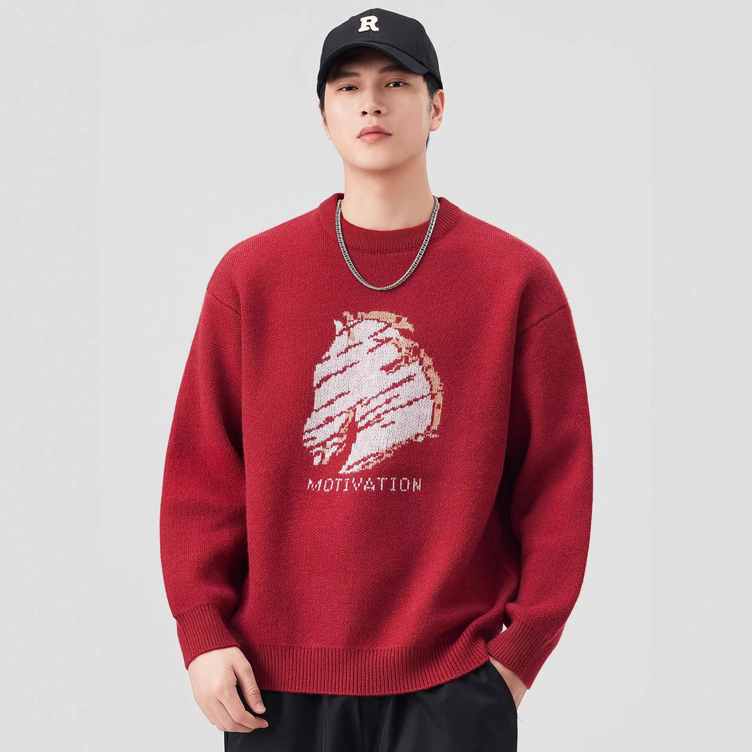 Damen Oversize-Strickpullover mit Intarsienmotiv und Rundhalsausschnitt Echo Archiv