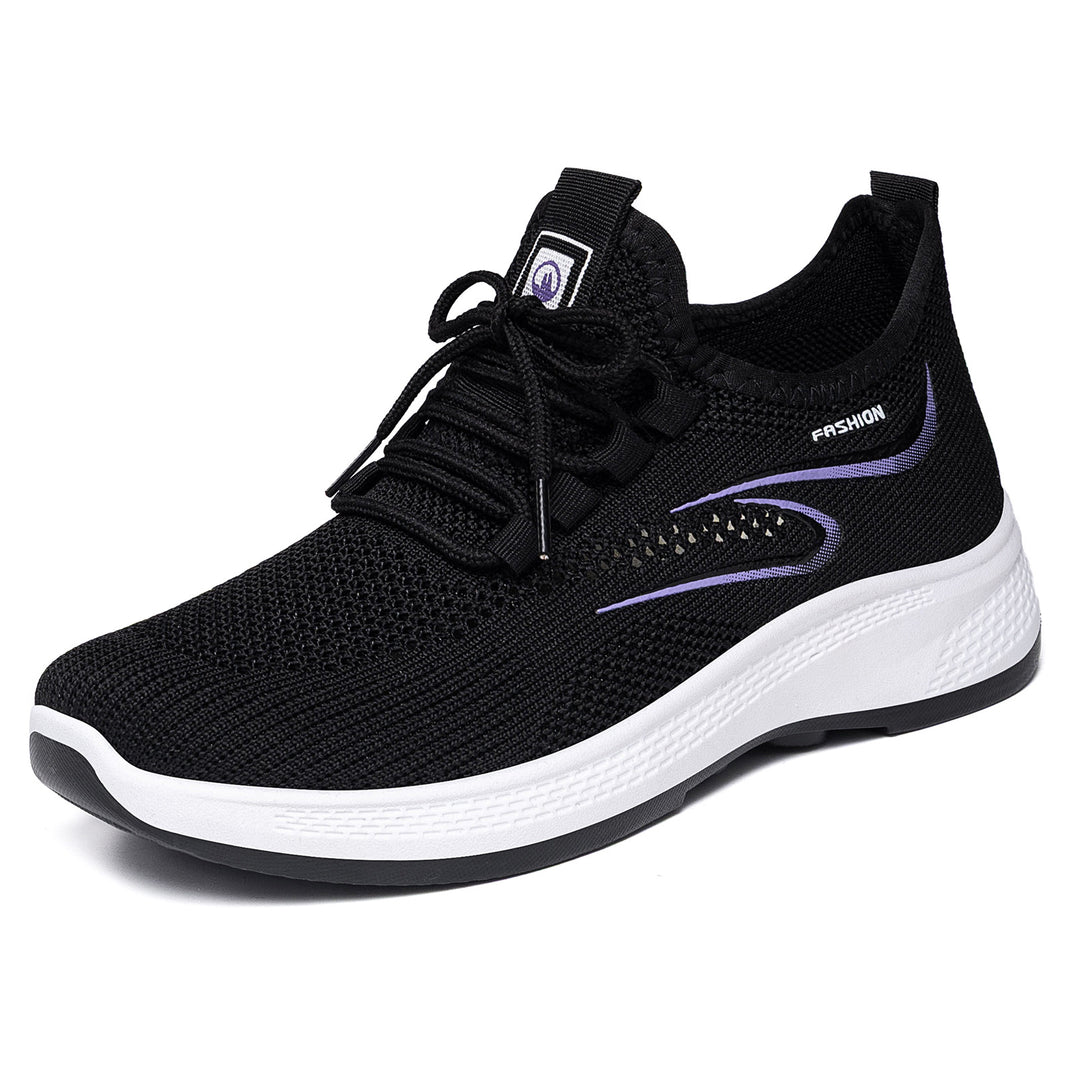 Damen nan atmungsaktiver Strick-Freizeitsneaker mit elastischer Schnürung und stoßabsorbierender Keilsohle Echo Archiv