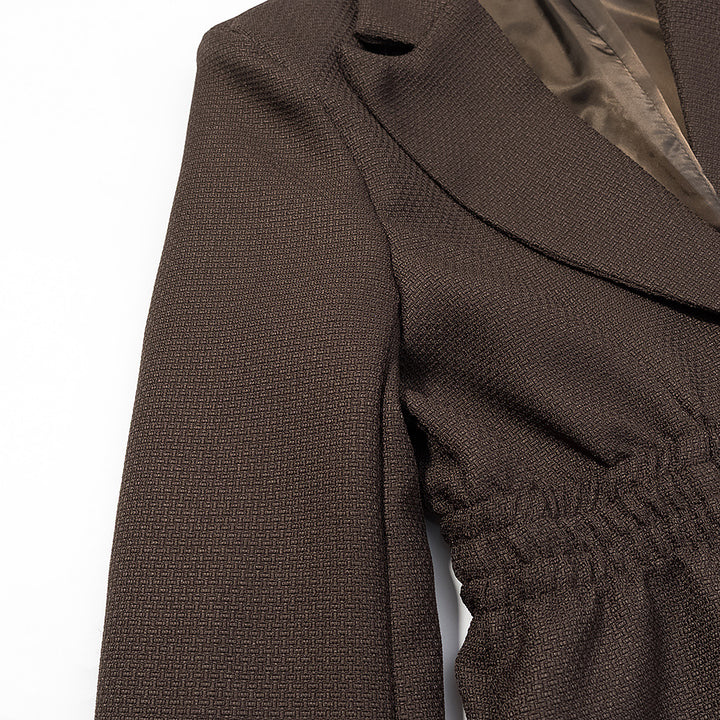 Damen Taillierter Blazer mit geraffter Taillenpartie und strukturierter Weboptik Echo Archiv