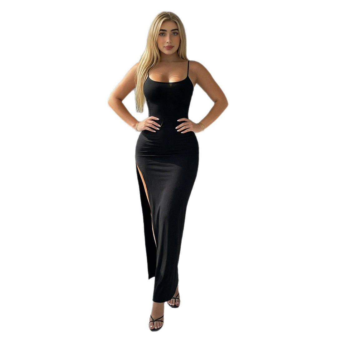 Damen Elegantes Maxikleid mit feinen Trägern und seitlichem Schlitz Echo Archiv