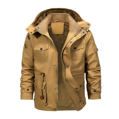 Herren Robuster Canvas-Fieldparka mit durchgehendem Teddyfutter, abnehmbarer Kapuze und Multifunktions‑Taschen Echo Archiv