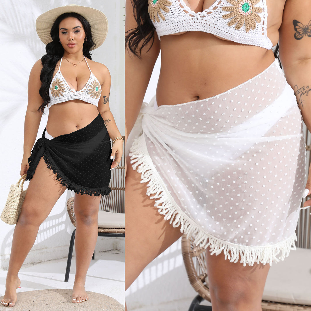 Damen luftiger Strandsarong mit fransigem Saum Echo Archiv