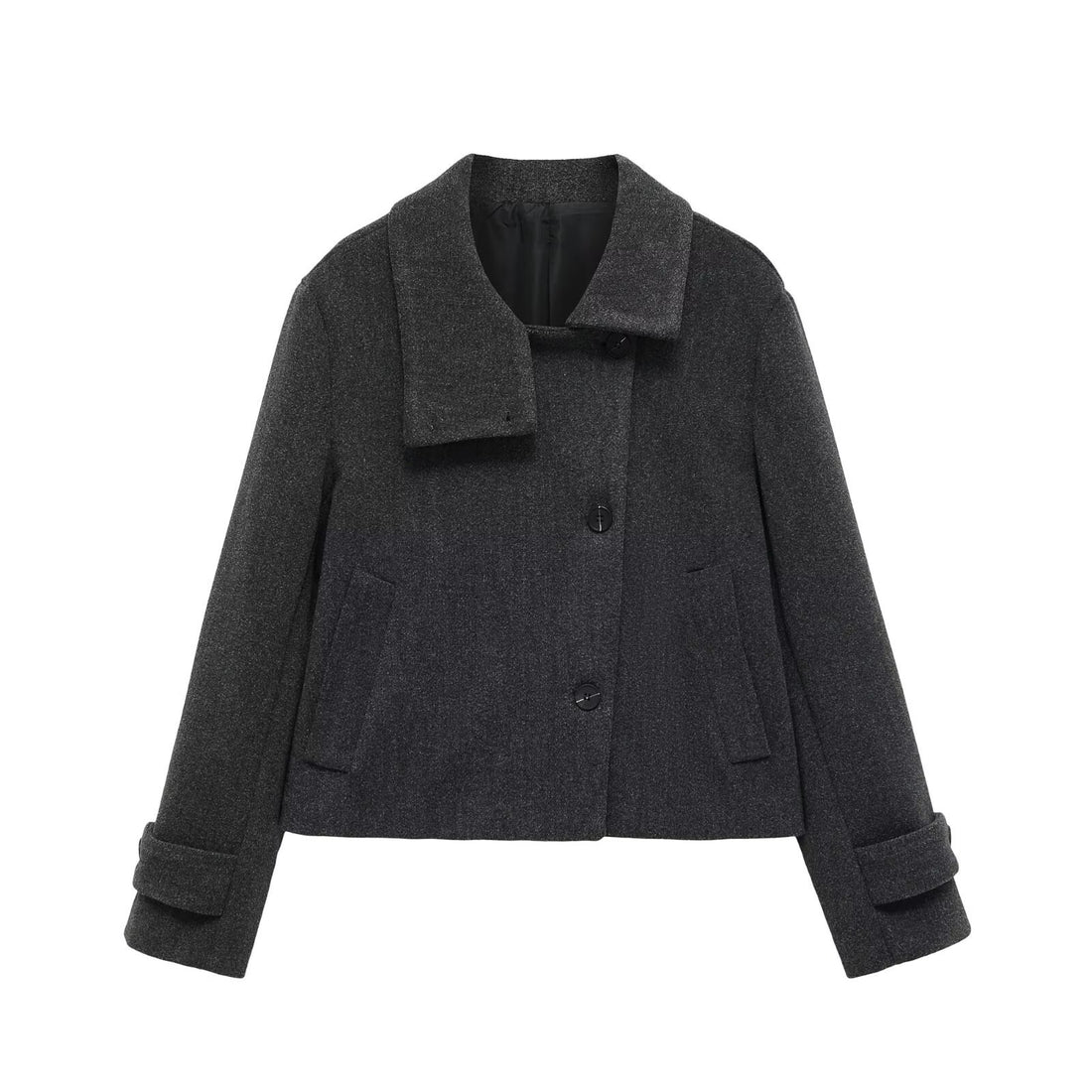 Damen Kurze Wollmischjacke mit Umschlagkragen, Kastenform und verstellbaren Manschetten Echo Archiv