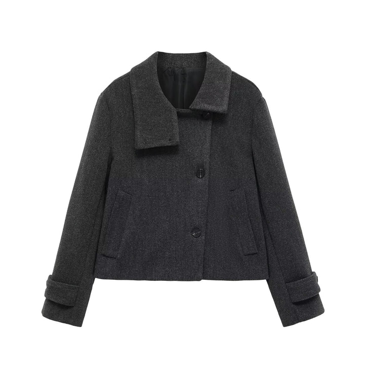 Damen Kurze Wollmischjacke mit Umschlagkragen, Kastenform und verstellbaren Manschetten Echo Archiv