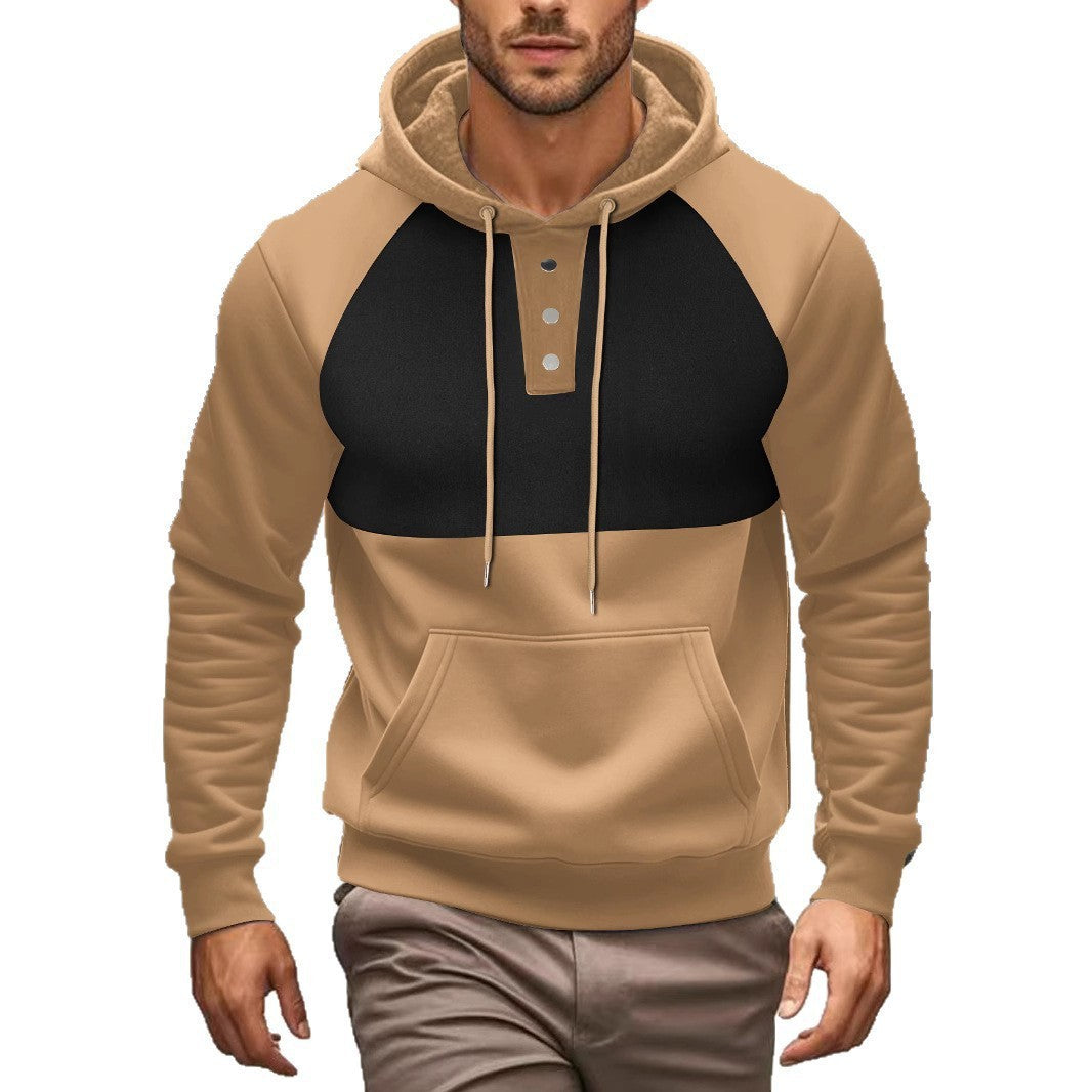 Herren Hoodie mit modernem Knopfverschluss und gestreiftem Design Echoarchiv
