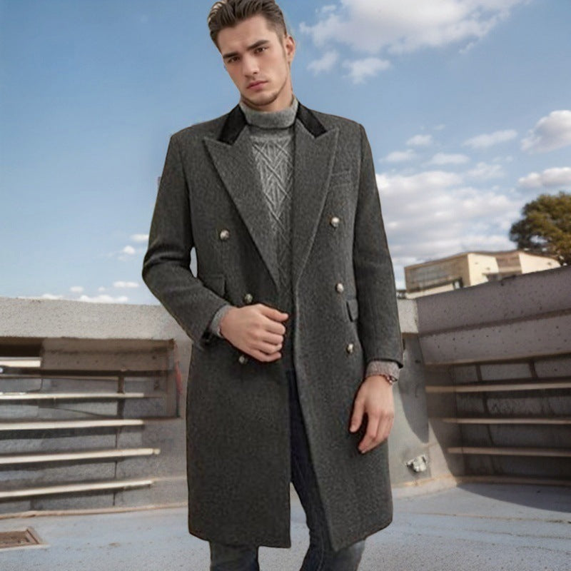 Herren Eleganter, taillierter Wollmantel Echoarchiv