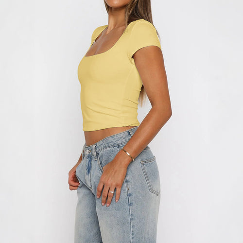Damen Kurzarm T-Shirt mit quadratischem Ausschnitt Echo Archiv