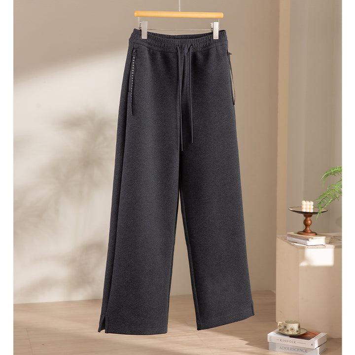Damen weite French‑Terry Lounge-Sweatpant mit hohem Bund, Kordelzug und seitlichen Schlitzen Echoarchiv