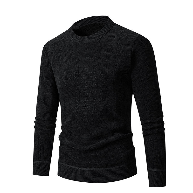 Herren Strickpullover mit strukturiertem Zopfmuster und hohem Kragen Echoarchiv