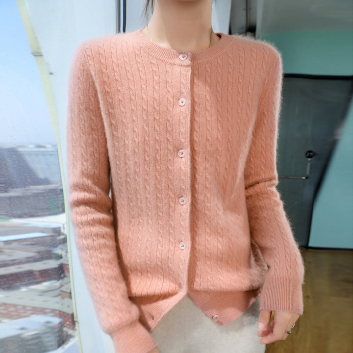 Damen Kurzgeschnitteter Feinstrick-Cardigan mit dezenter Struktur und Rundhalsausschnitt Echoarchiv