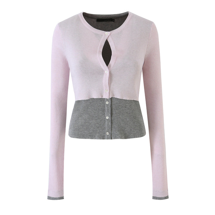 Damen Feinstrick-Bolero mit eingearbeitetem Hemd-Panel und Knopfdetails Echoarchiv