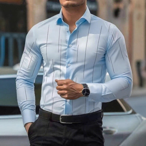 Herren elegantes, maßgeschneidertes Hemd mit feinen Linien Echoarchiv