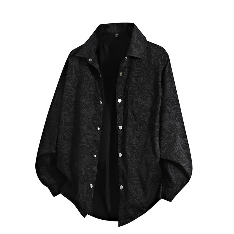 Herren Leichte Overshirt‑Hemdjacke mit botanischem Allover‑Print, Druckknopffront & Brusttasche Echoarchiv
