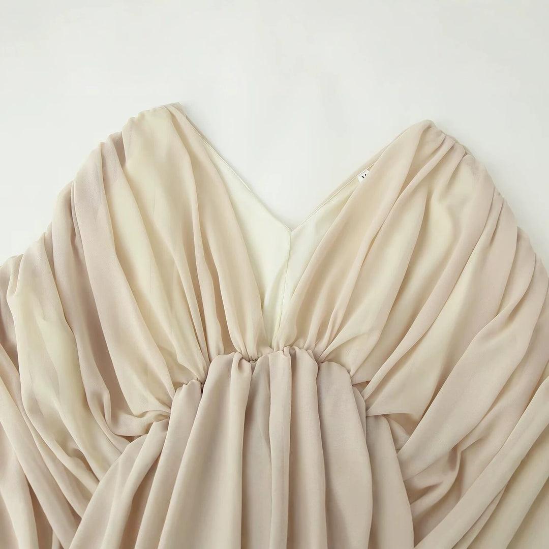 Damen Drapiertes Chiffon-Top mit tiefem V‑Ausschnitt und Volant‑Cape Echo Archiv