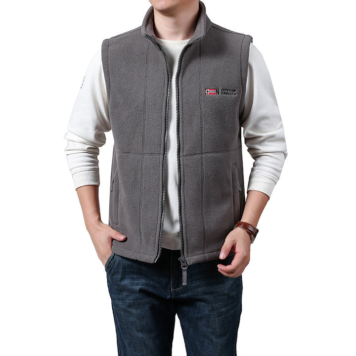 Herren Warme Fleece-Outdoorweste mit durchgehendem Reißverschluss und Stehkragen Echoarchiv