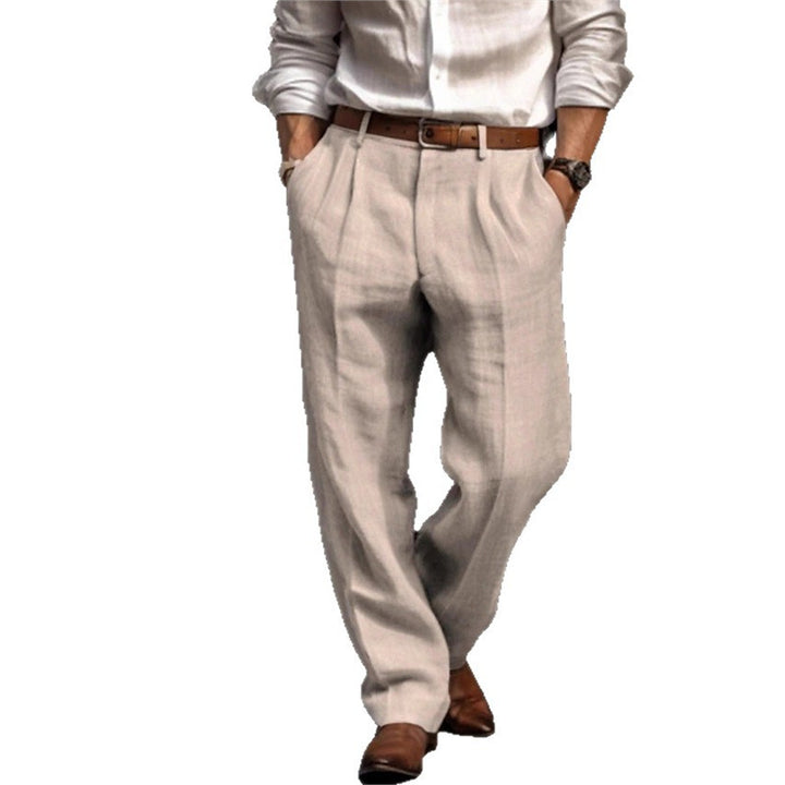 Herren elegante Leinenhose mit lockerer Passform und praktischen Taschen Echoarchiv