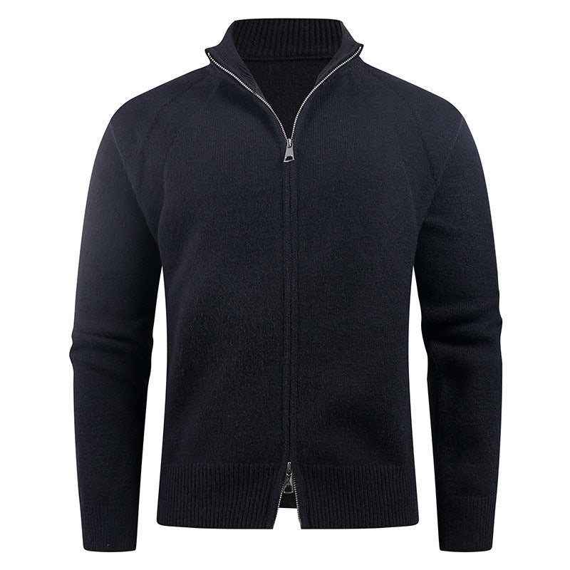 Herren hochwertige Strickjacke mit modernem Reißverschluss und hochgezogenem Kragen Echoarchiv