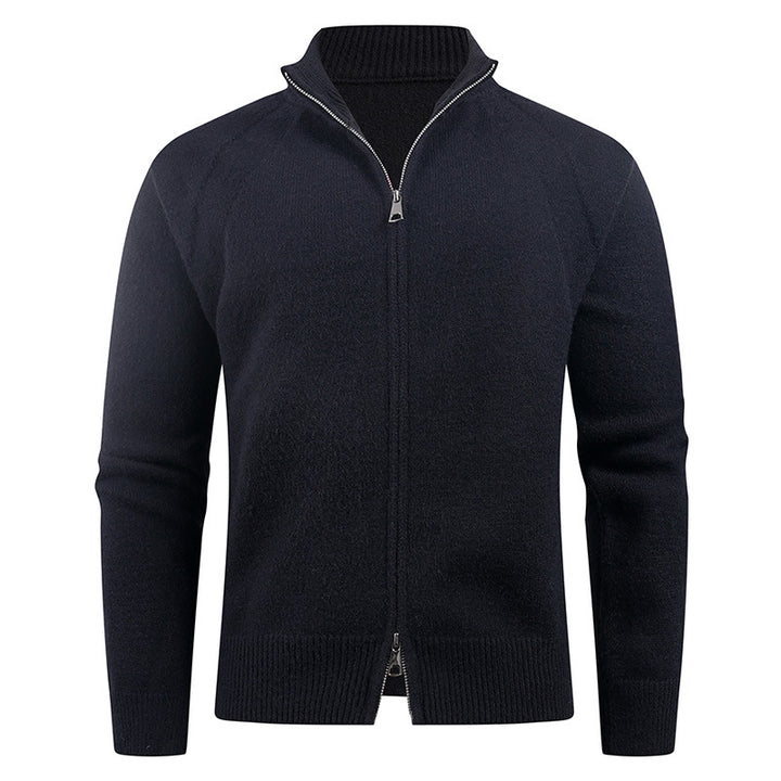 Herren hochwertige Strickjacke mit modernem Reißverschluss und hochgezogenem Kragen Echoarchiv