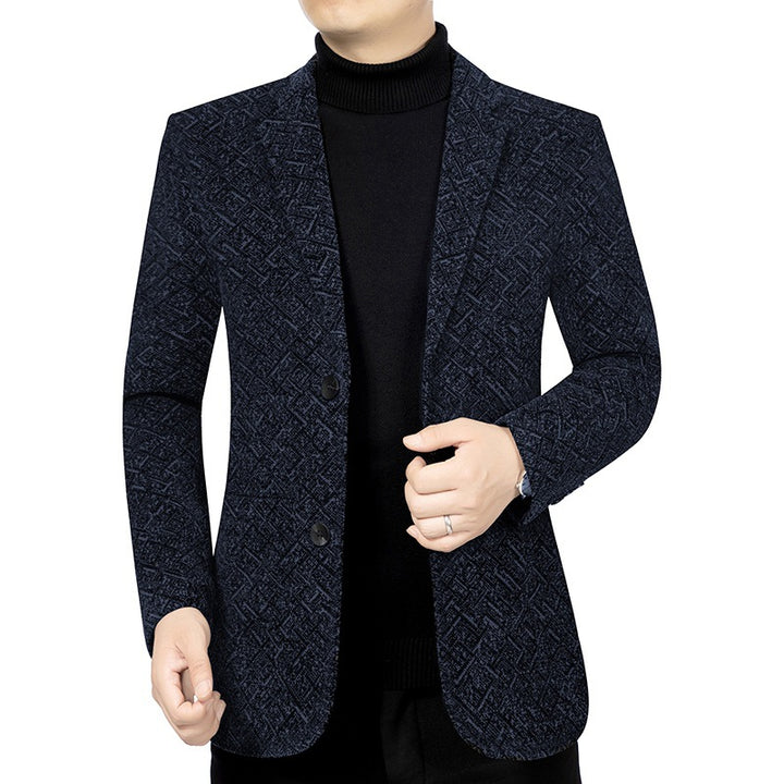 Herren Jacquard-Sakko im City-Stil aus Wollmix, unstrukturiert und halbgefüttert – Tianoro