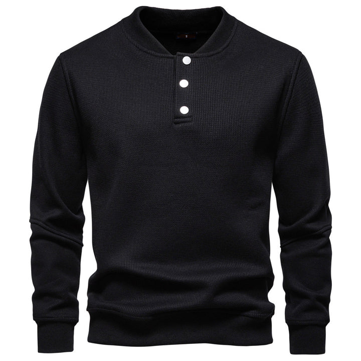 Herren nan Waffelstruktur-Henley-Pullover mit kurzem Druckknopfverschluss und Rippbündchen Echo Archiv