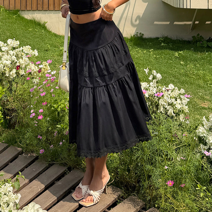 Damen eleganter gestufter Rock mit Spitzendetails Echo Archiv