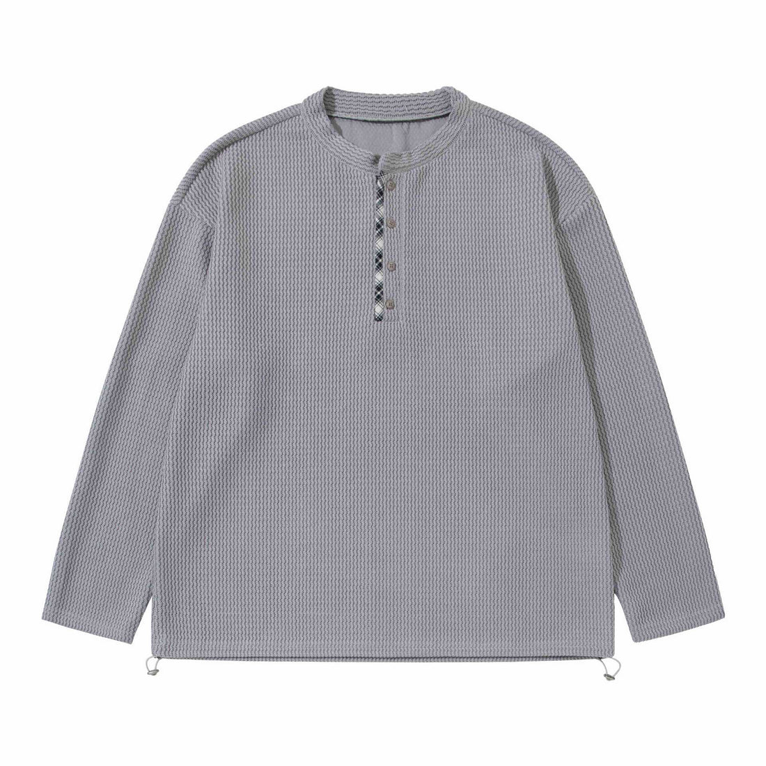 Unisex Waffelstrick-Henleypullover mit Tunnelzugsaum Echoarchiv