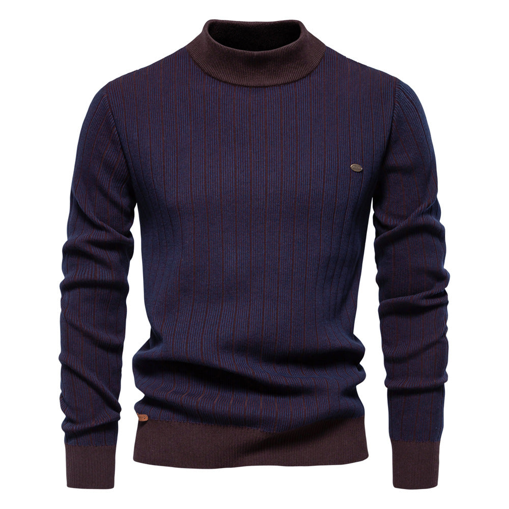 Herren Feinstrickpullover mit Rollkragen und Streifenmuster Echoarchiv