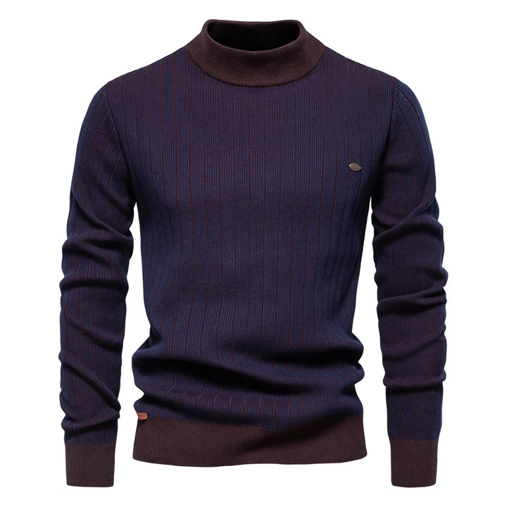 Herren Feinstrickpullover mit Rollkragen und Streifenmuster Echoarchiv