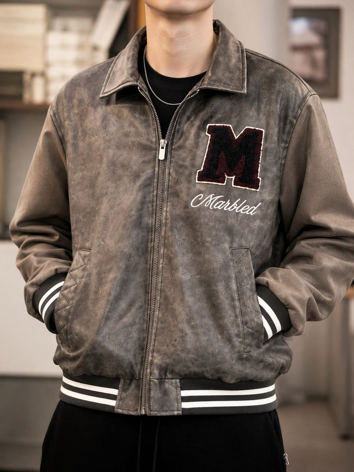 Herren Modische Bomberjacke mit Stickdetails Echo Archiv