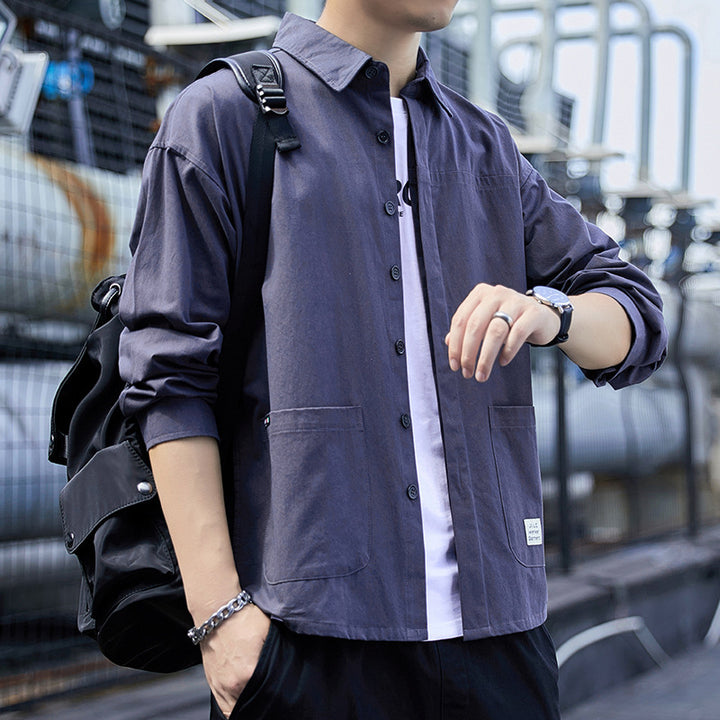 Herren Overshirt im leichten Canvas‑Utility‑Style mit Hemdkragen und aufgesetzten Taschen Echoarchiv