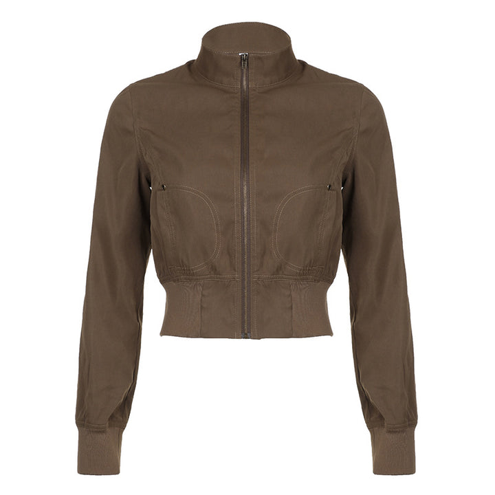 Damen nan taillierte Kurzjacke mit Stehkragen, durchgehendem Reißverschluss und elastischem Bund Echo Archiv