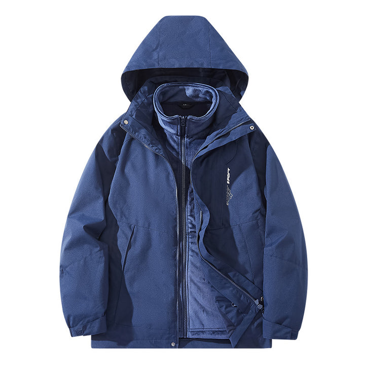 Herren Wasserabweisende zweilagige Trekkingjacke mit abnehmbarer Fleece-Innenjacke und Kapuze Echo Archiv
