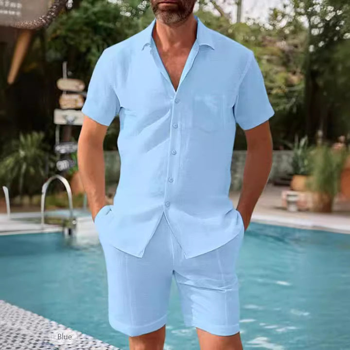 Herren luftiges Kurzarm-Hemd und Shorts Set Echoarchiv