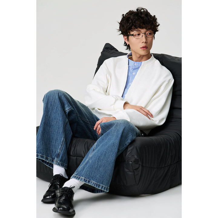 Unisex Oversize-Sweatshirt mit tiefem V-Ausschnitt und eingenähtem Hemdkragen-Einsatz Echoarchiv