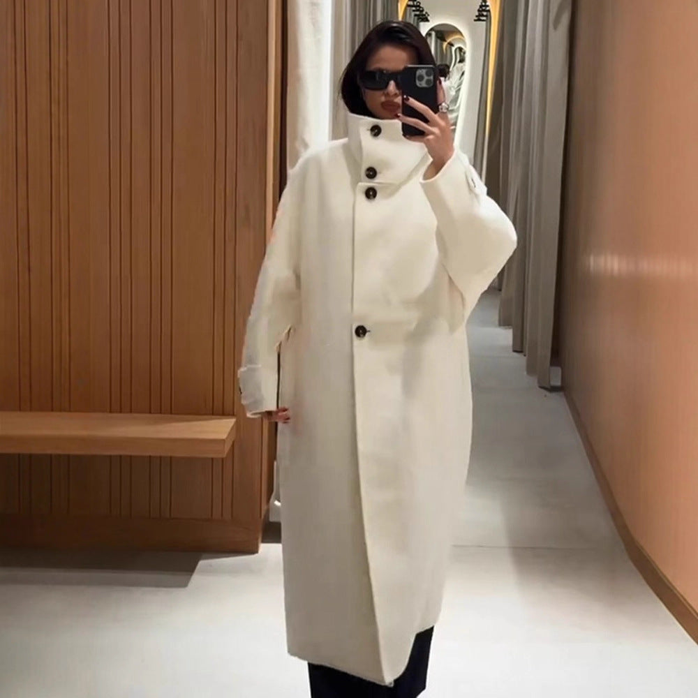 Damen Oversize Wollmix-Mantel mit asymmetrischem Schnitt und hohem Stehkragen Echoarchiv