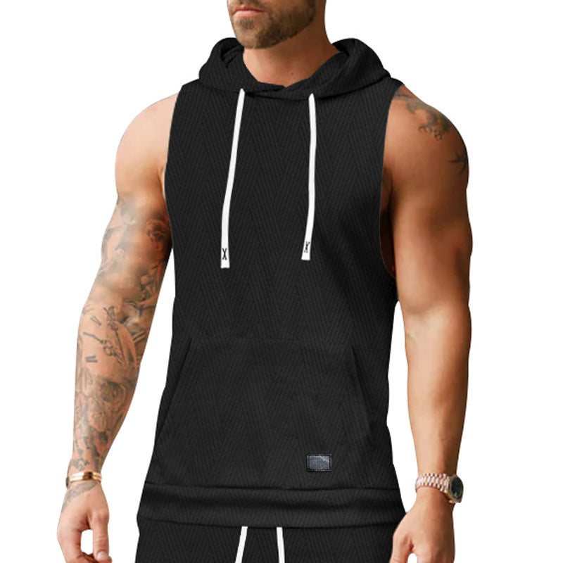 Herren ärmelloses Kapuzenshirt mit strukturiertem Design Echoarchiv