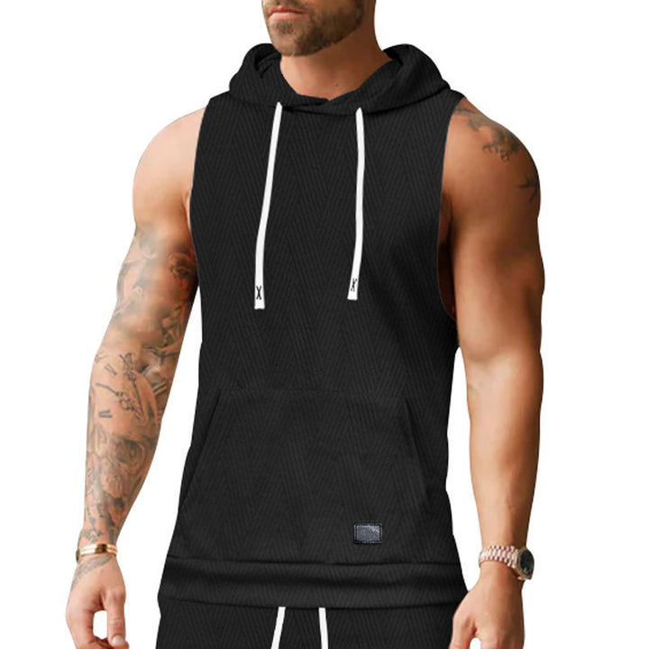 Herren ärmelloses Kapuzenshirt mit strukturiertem Design Echoarchiv
