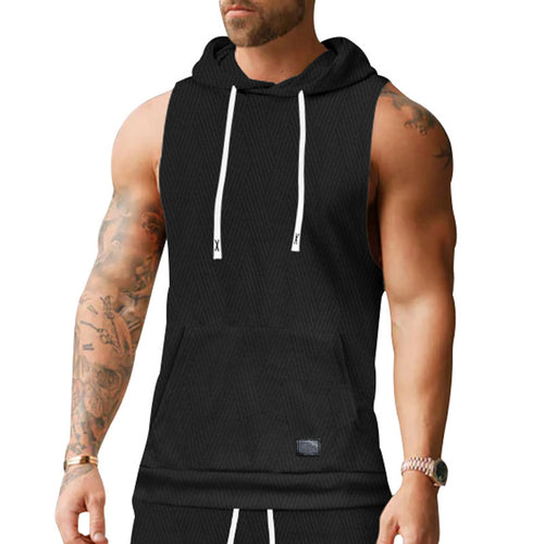 Herren ärmelloses Kapuzenshirt mit strukturiertem Design Echoarchiv
