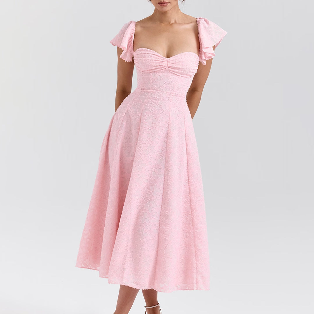 Damen Off-Shoulder Midikleid mit Rüschendetails und figurbetontem Schnitt Echo Archiv