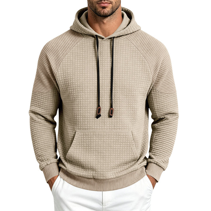Herren Sportlicher Kapuzenpullover mit Waffelstruktur, Raglanärmeln und Kängurutasche – Cavarno