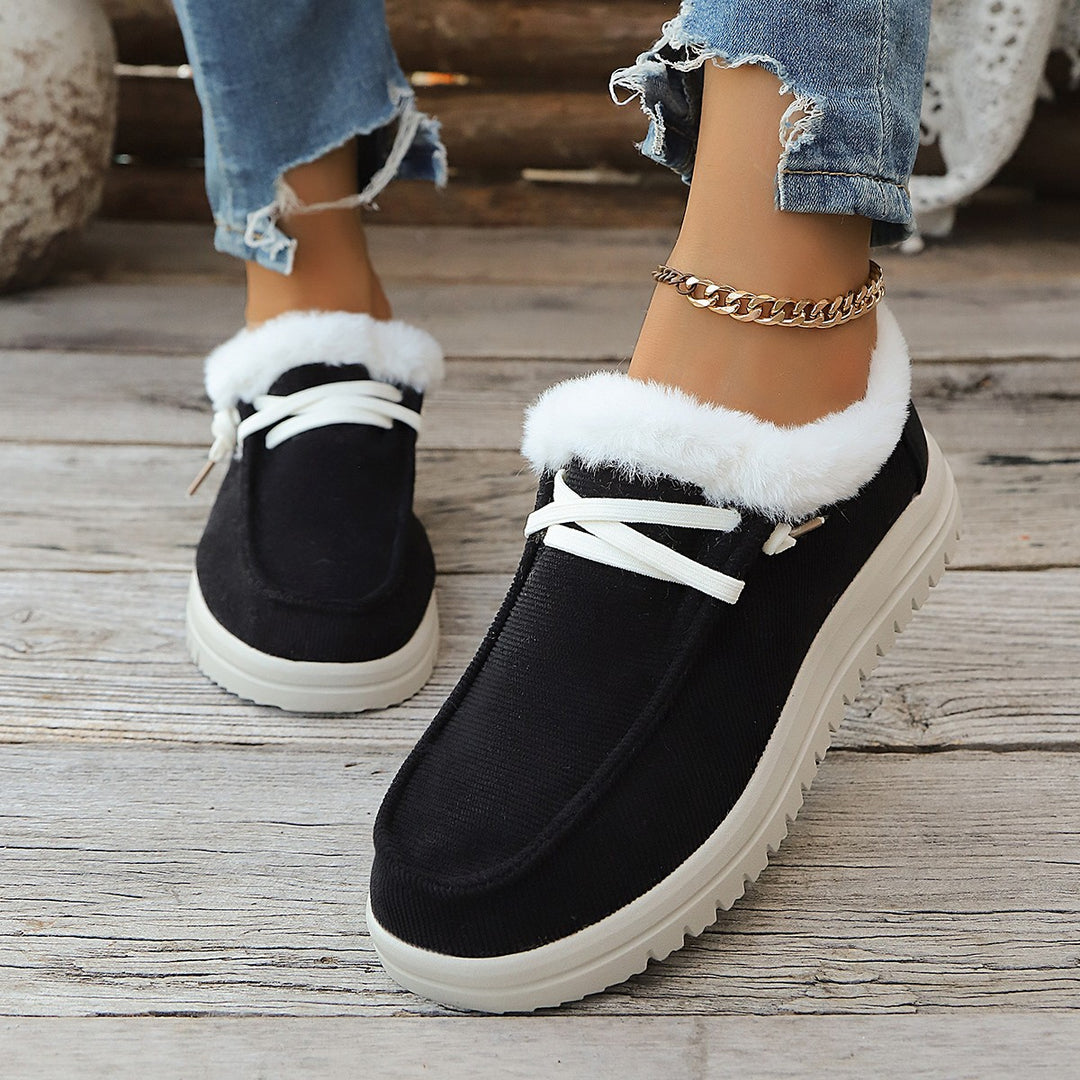 Damen Gefütterte Slip-On-Pantoletten mit Teddyfutter und profilierter Plateau-Sohle Echo Archiv