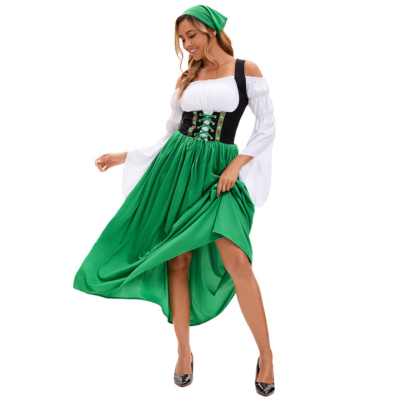 Damen nan Renaissance Dirndl Kostüm mit Schnürmieder und Carmenärmeln Echo Archiv