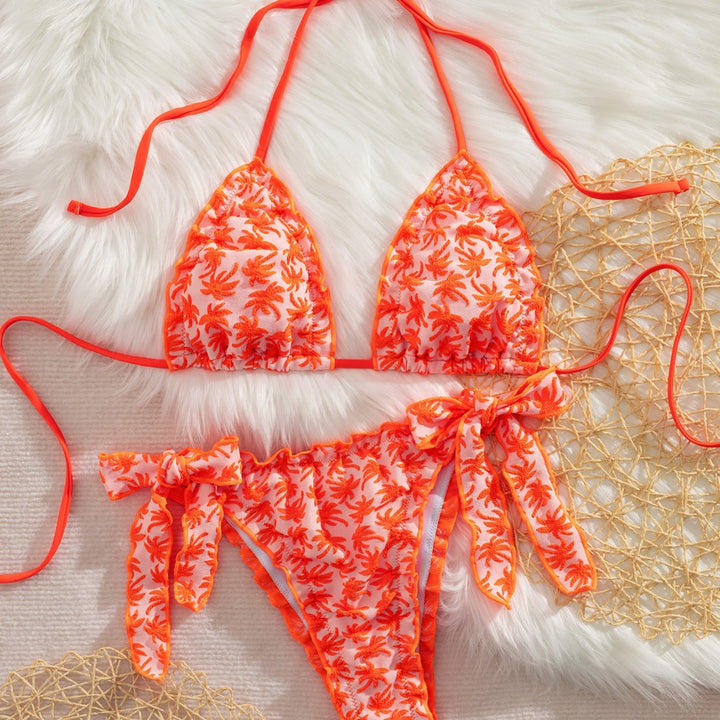 Damen Triangel-Bikini mit verspielten Bindebändern und floralem Design Echo Archiv