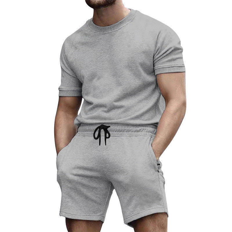 Herren Sportlicher Kurzarm Freizeitanzug mit elastischem Bund und praktischen Taschen Echoarchiv