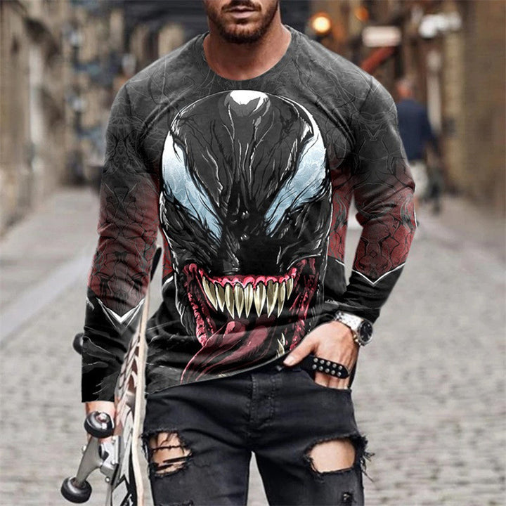 Herren Langarm T-Shirt mit künstlerischem Venom-Design Echoarchiv