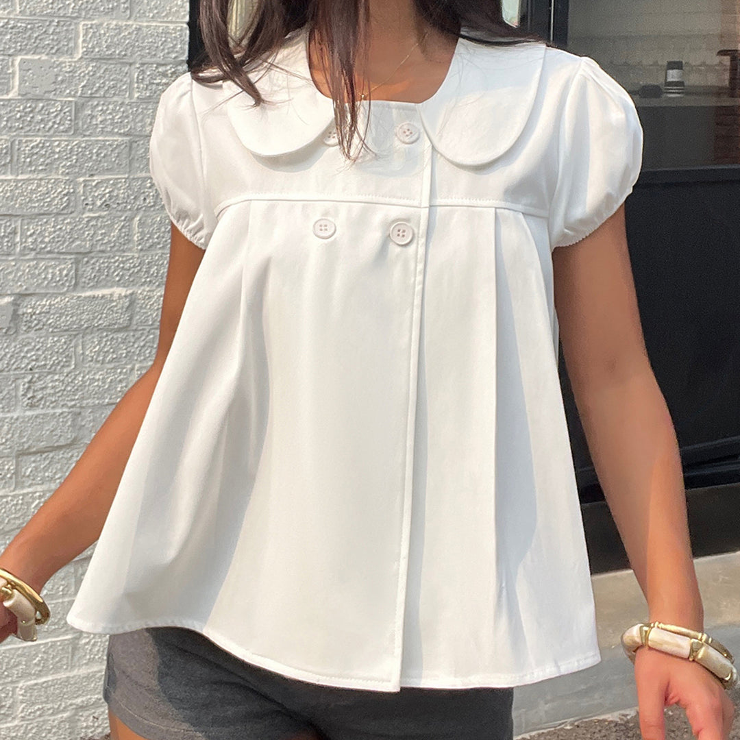 Damen Bluse mit raffinierter Knopfleiste und verspielten Puffärmeln Echo Archiv